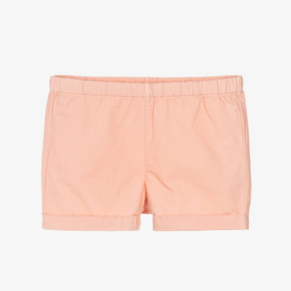 Bonpoint-Girls Pale Pink Cotton Shorts with Turn-Ups | Childrensalon