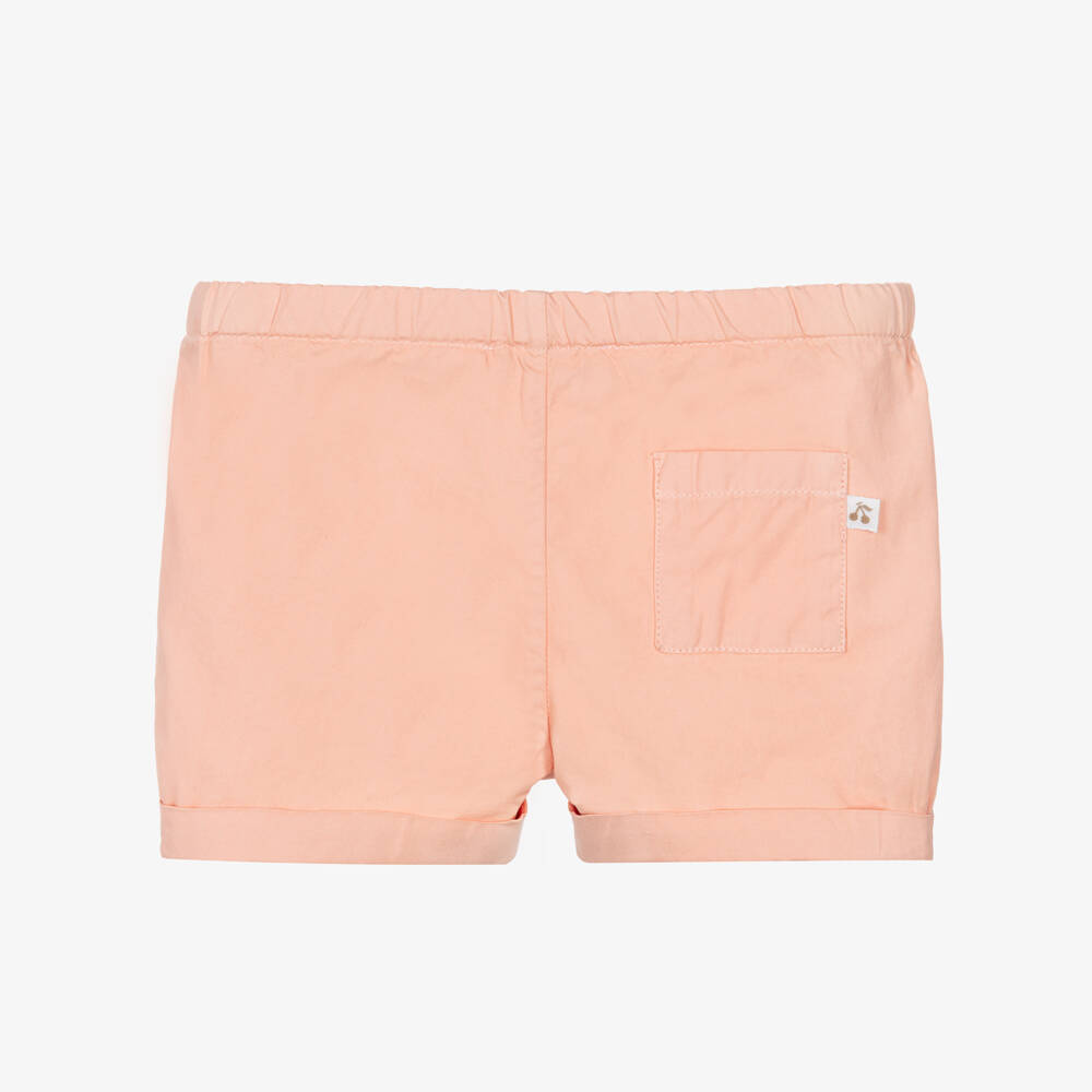 Bonpoint-Girls Pale Pink Cotton Shorts with Turn-Ups | Childrensalon