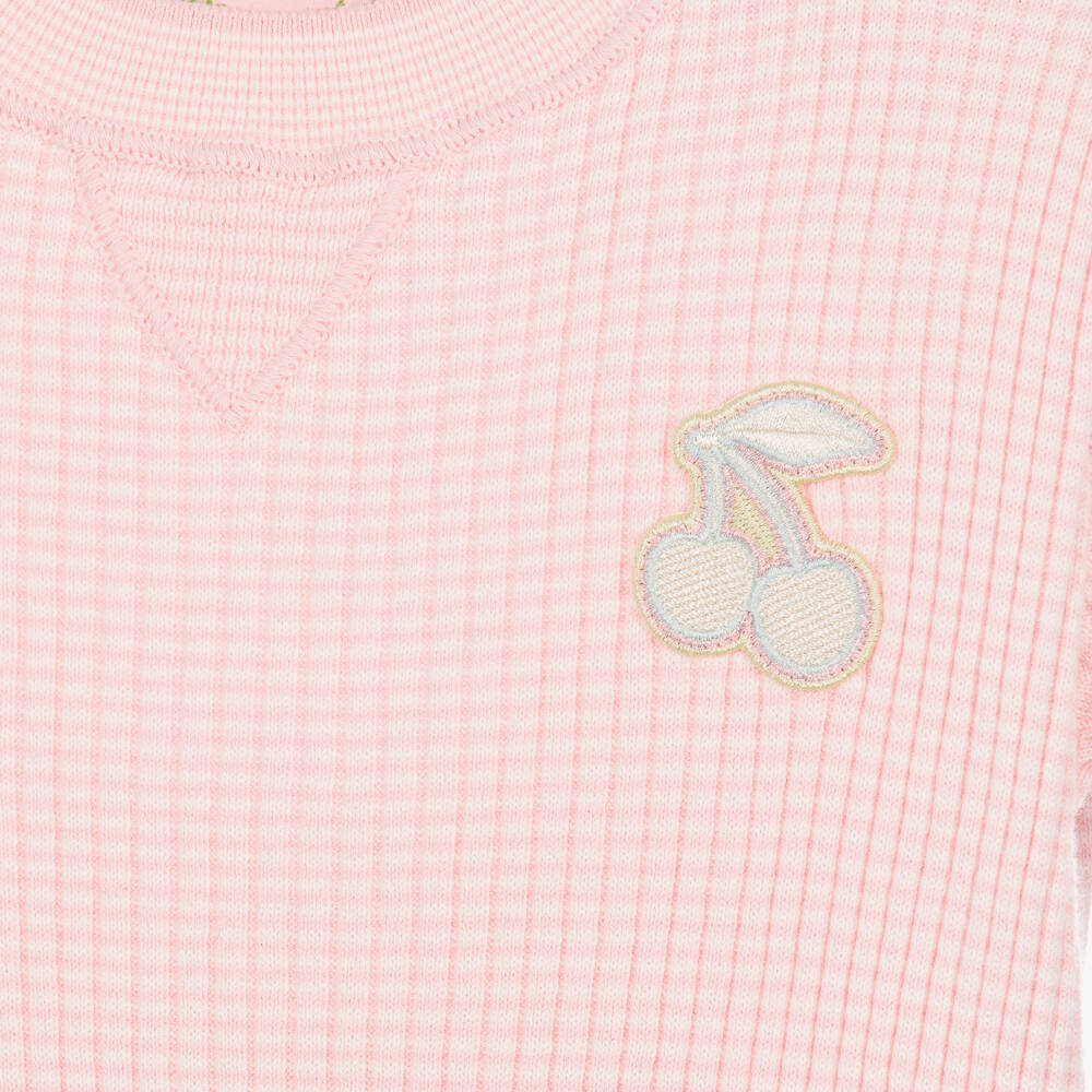 Bonpoint-Girls Pale Pink Striped Cotton Jersey T-Shirt | Childrensalon