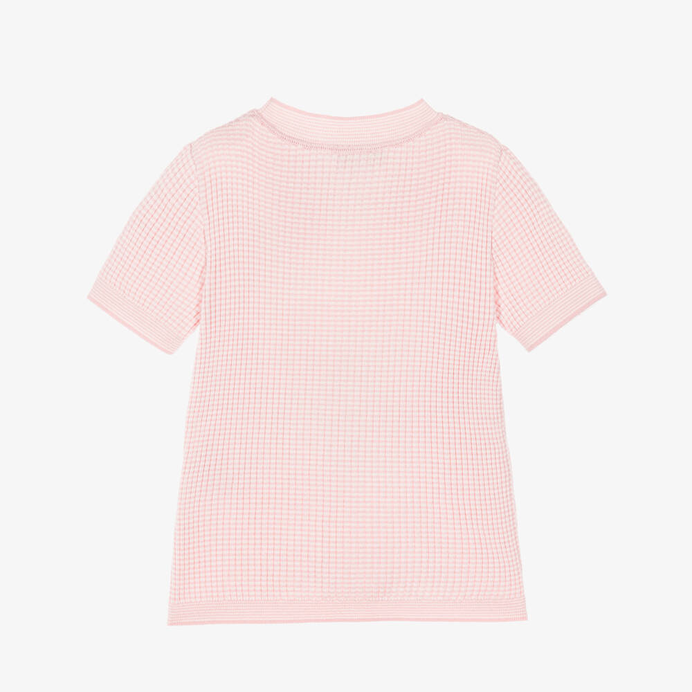 Bonpoint-Girls Pale Pink Striped Cotton Jersey T-Shirt | Childrensalon