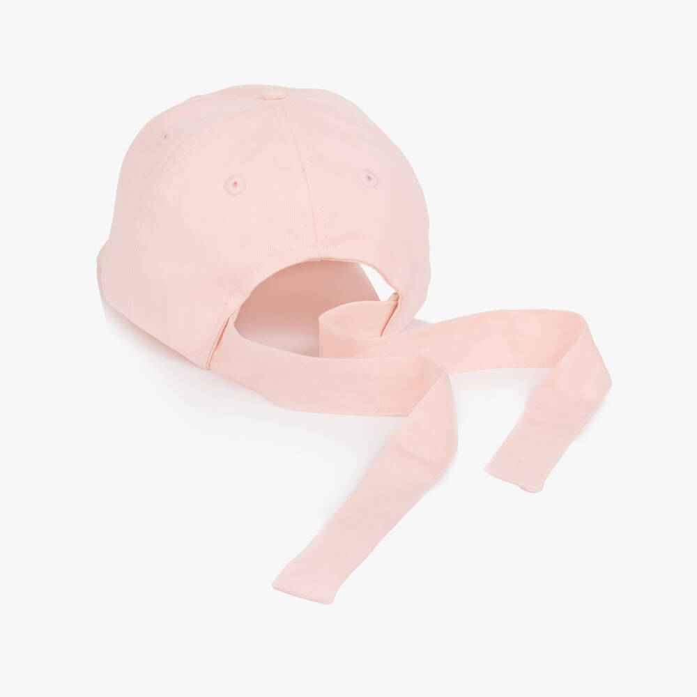 Bonpoint-Girls Pastel Pink Cotton Twill Cap with Cherry Motif | Childrensalon