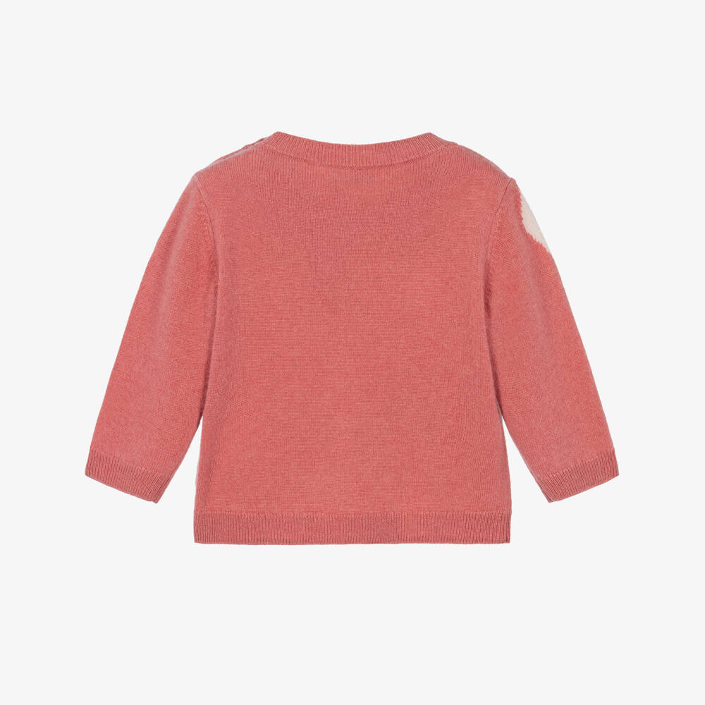 Bonpoint-Girls Pink Cashmere Cherry Sweater | Childrensalon