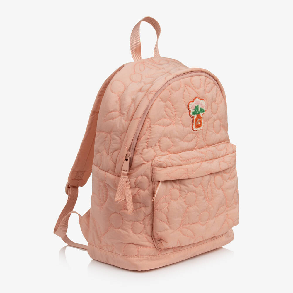 Bonpoint-Girls Pink Cherry Quilted Backpack (36cm) | Childrensalon