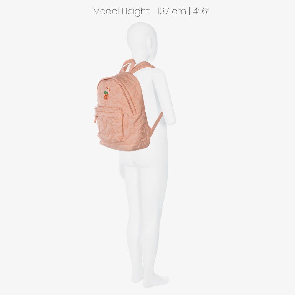Bonpoint-Girls Pink Cherry Quilted Backpack (36cm) | Childrensalon