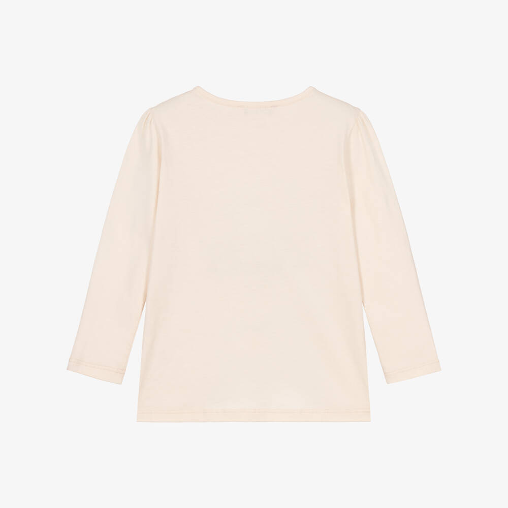 Bonpoint-Girls Pink Cotton Top with Parisian Café Print | Childrensalon