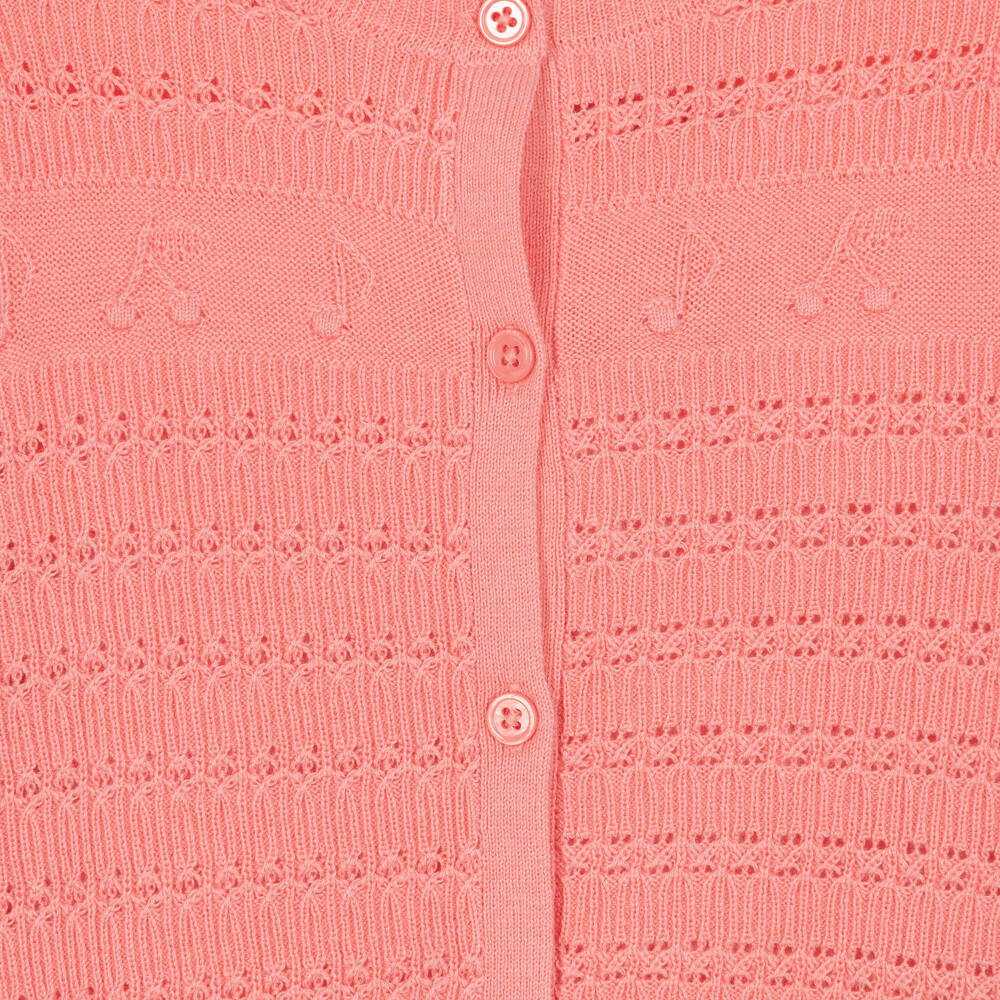 Bonpoint-Girls Pink Cotton & Wool Cardigan | Childrensalon