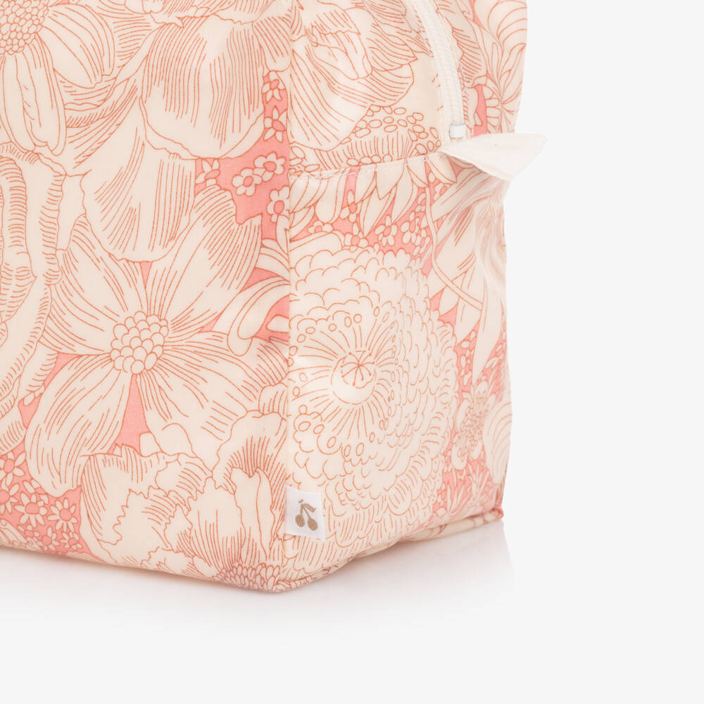 Bonpoint-Girls Pink Floral Print Wash Bag (23cm) | Childrensalon