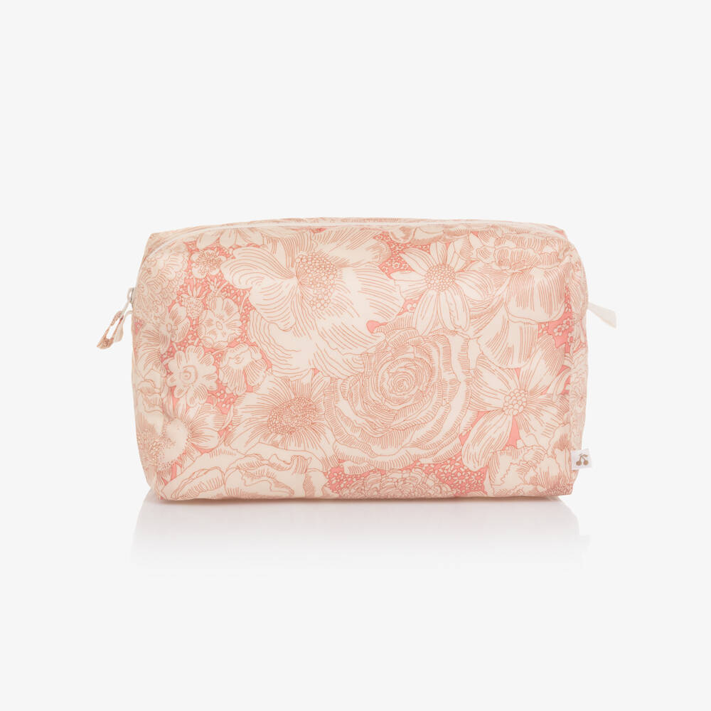 Bonpoint-Girls Pink Floral Print Wash Bag (23cm) | Childrensalon
