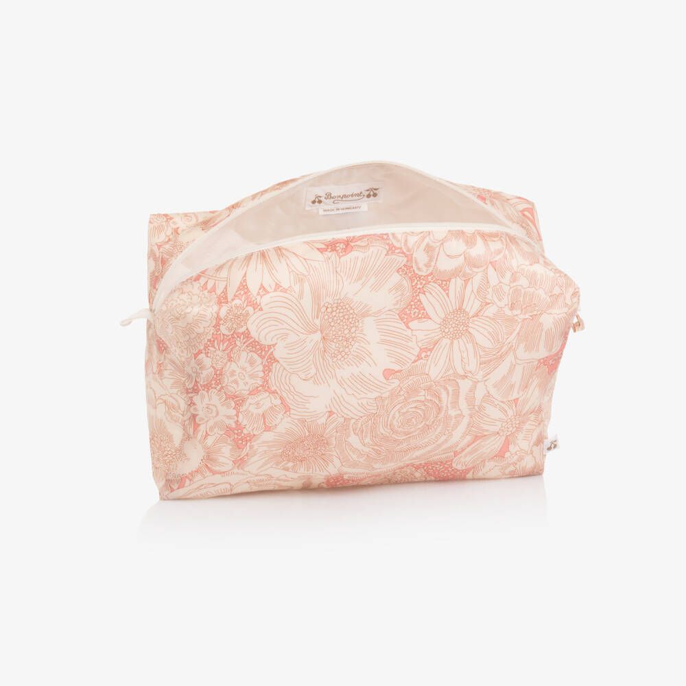 Bonpoint-Girls Pink Floral Print Wash Bag (24cm) | Childrensalon