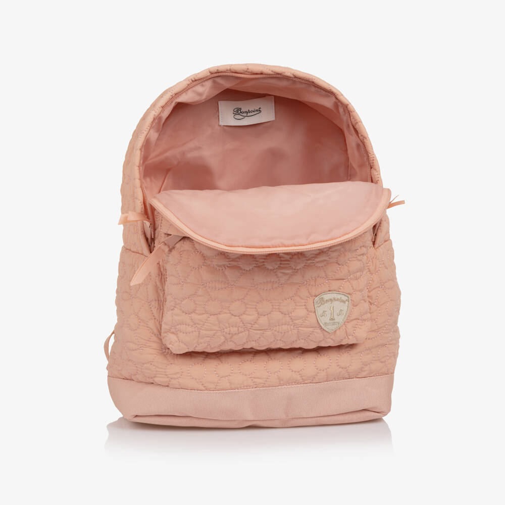 Bonpoint-Girls Pink Quilted Cherry Backpack (34cm) | Childrensalon