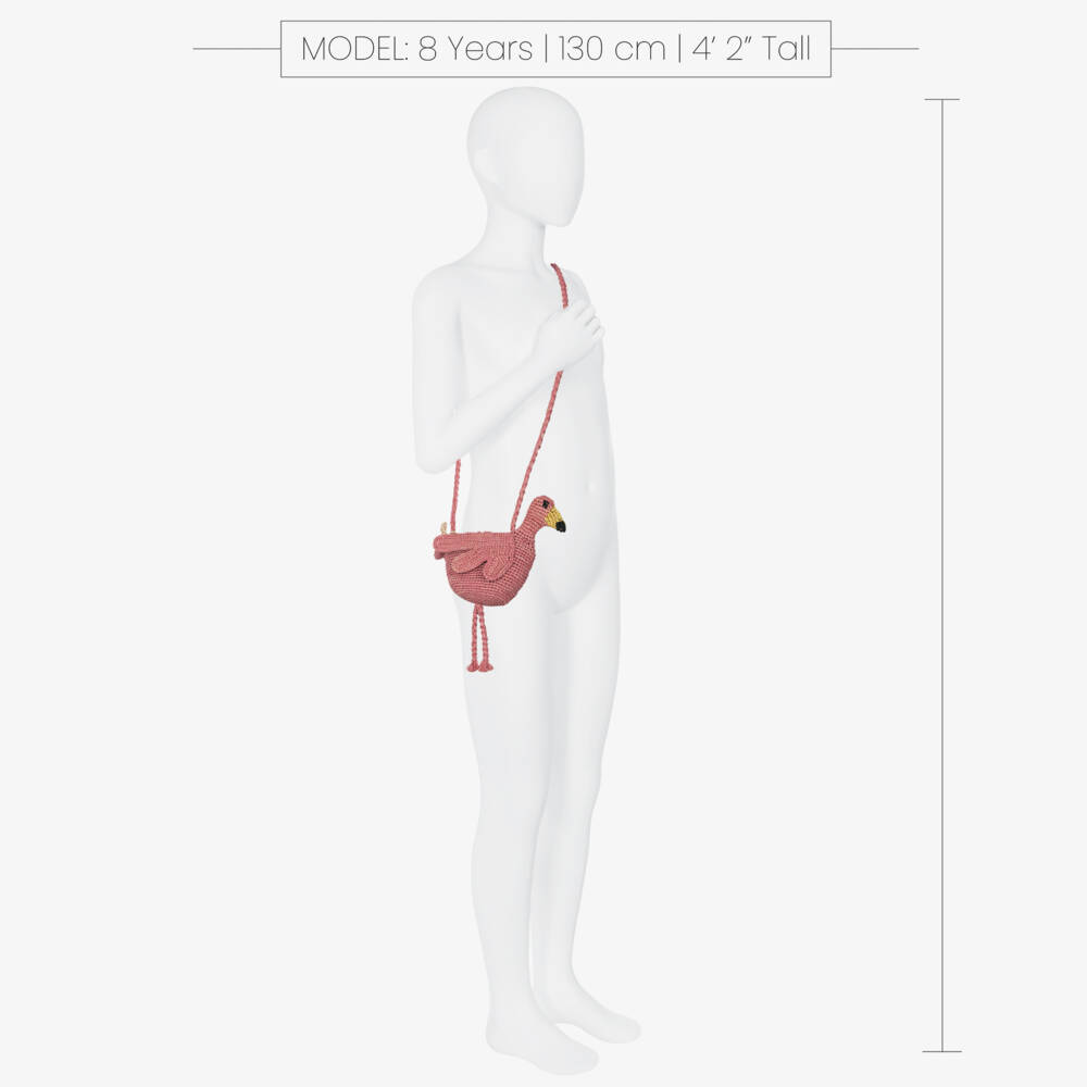 Bonpoint-Girls Pink Straw Flamingo Bag (16cm) | Childrensalon