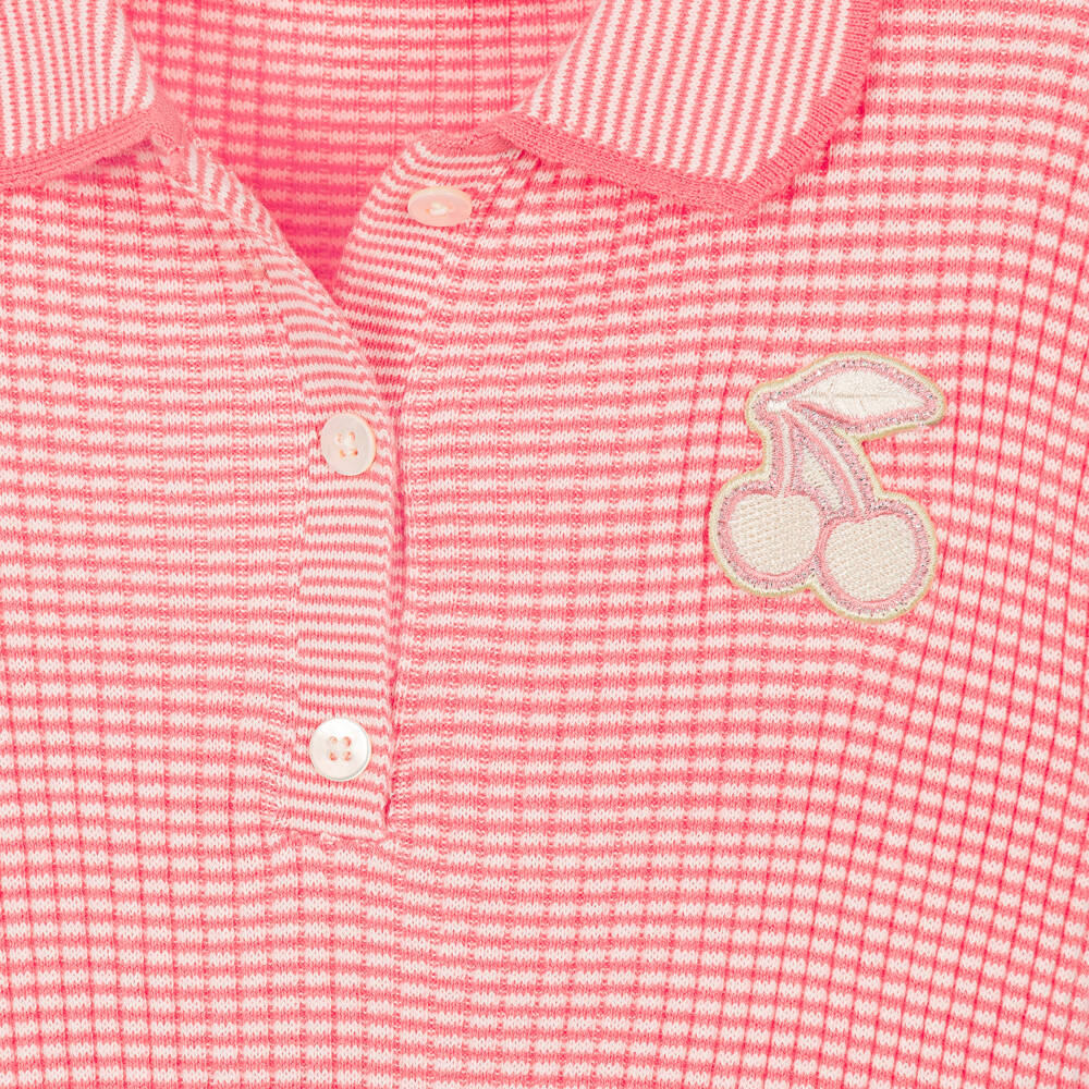 Bonpoint-Girls Pink Striped Cotton Jersey Polo Dress | Childrensalon