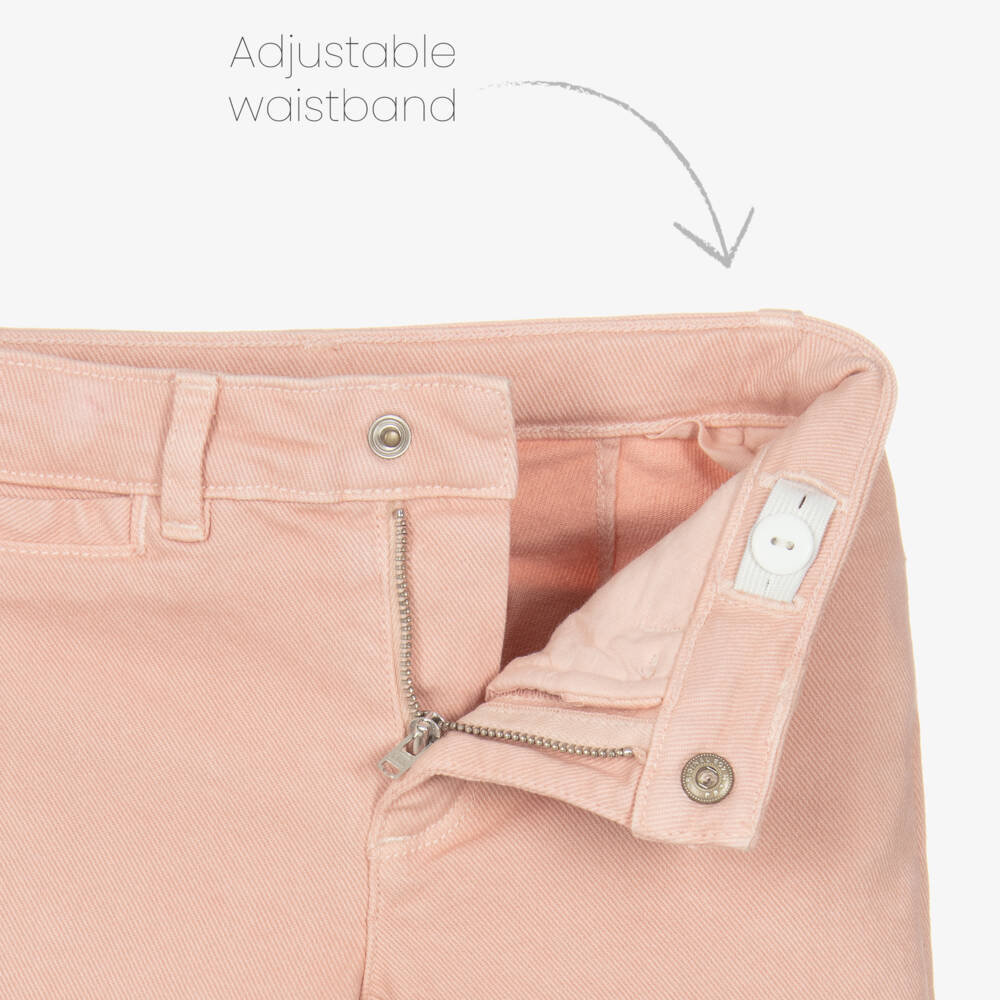 Bonpoint-Girls Pink Wide Leg Denim Jeans | Childrensalon