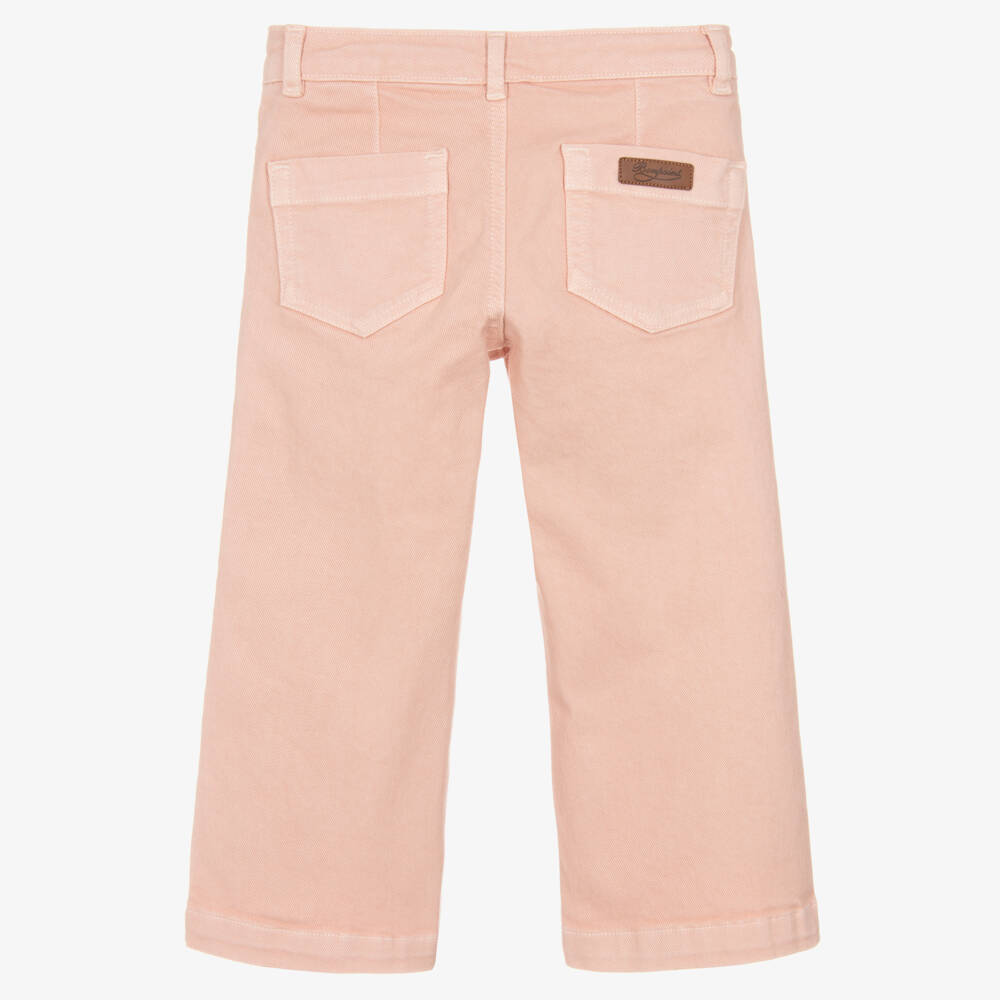 Bonpoint-Girls Pink Wide Leg Denim Jeans | Childrensalon