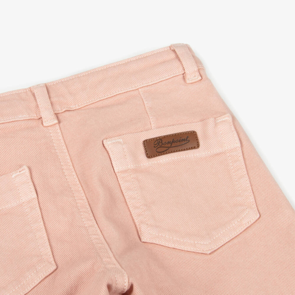 Bonpoint-Girls Pink Wide Leg Denim Jeans | Childrensalon