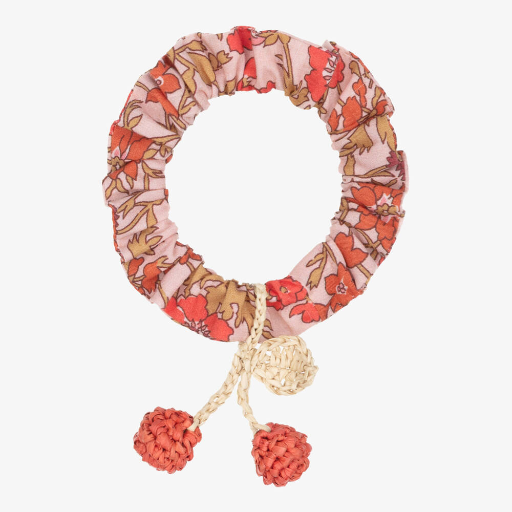 Bonpoint-Girls Red & Orange Floral Liberty Fabric Hair Scrunchie | Childrensalon