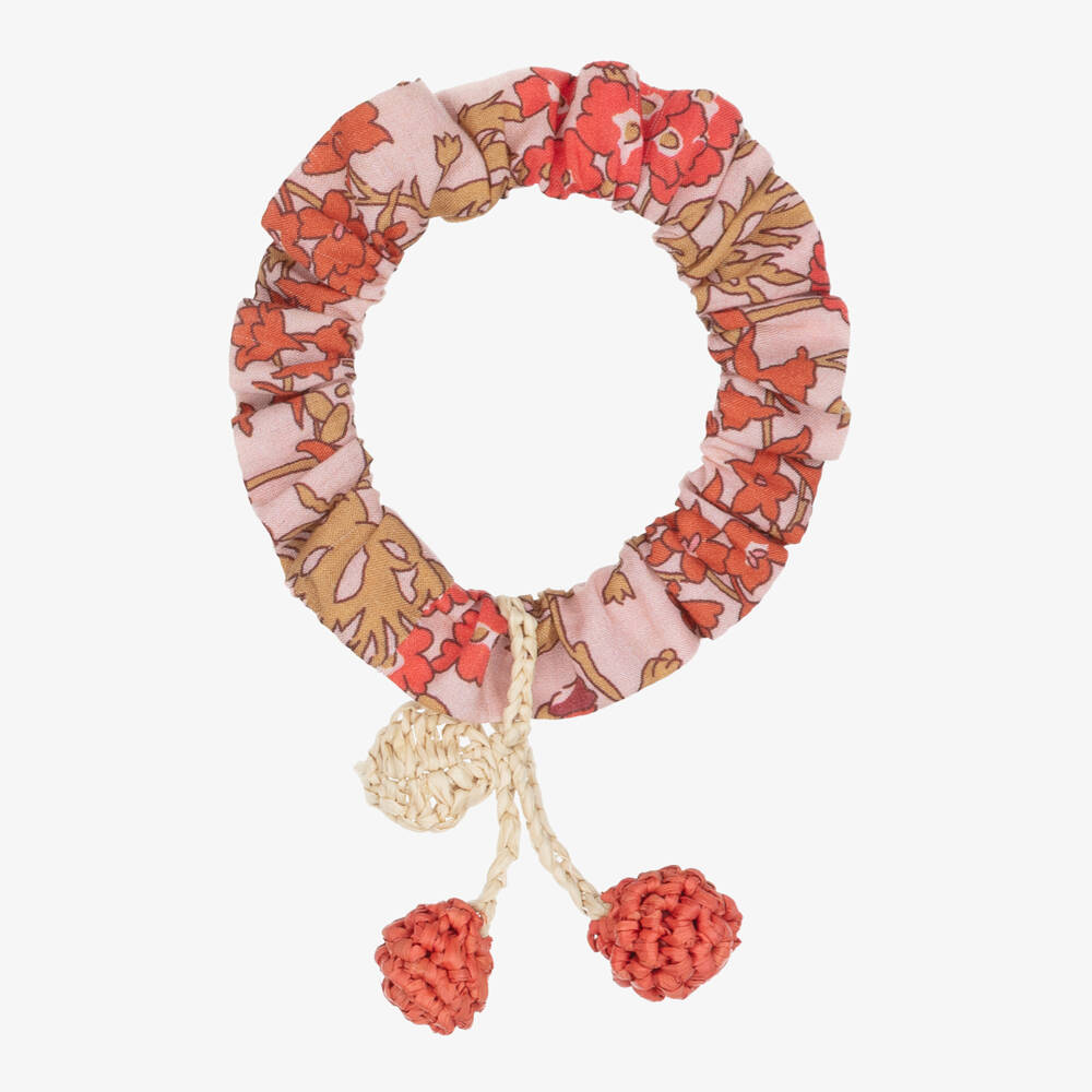 Bonpoint-Girls Red & Orange Floral Liberty Fabric Hair Scrunchie | Childrensalon