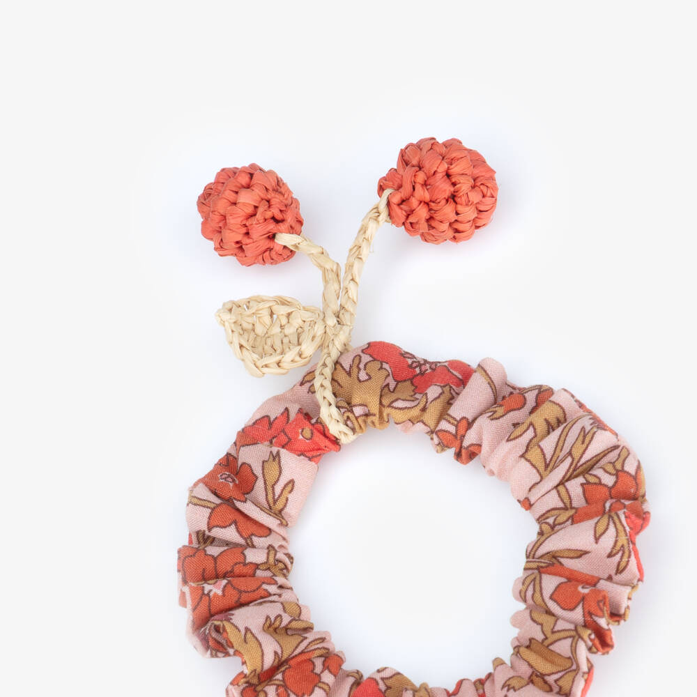 Bonpoint-Girls Red & Orange Floral Liberty Fabric Hair Tie | Childrensalon