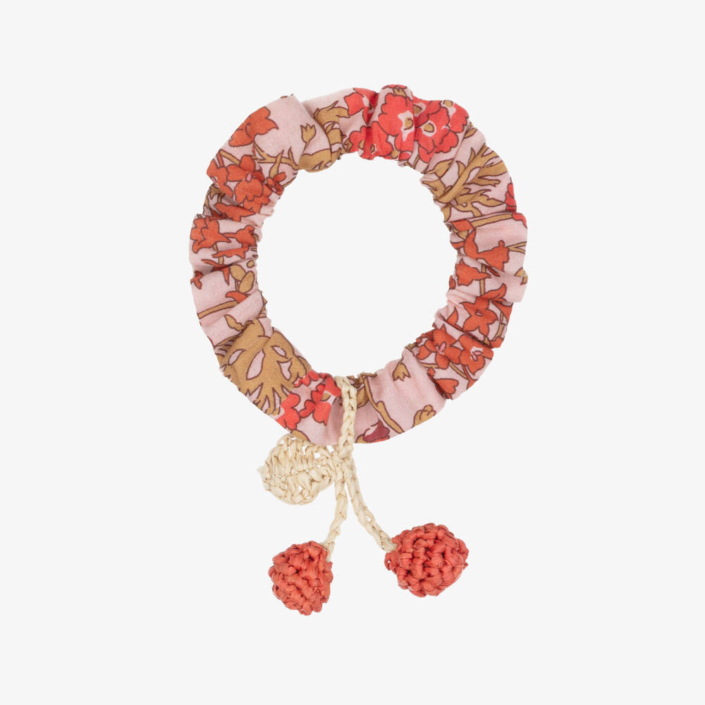 Bonpoint-Girls Red & Orange Floral Liberty Fabric Hair Tie | Childrensalon