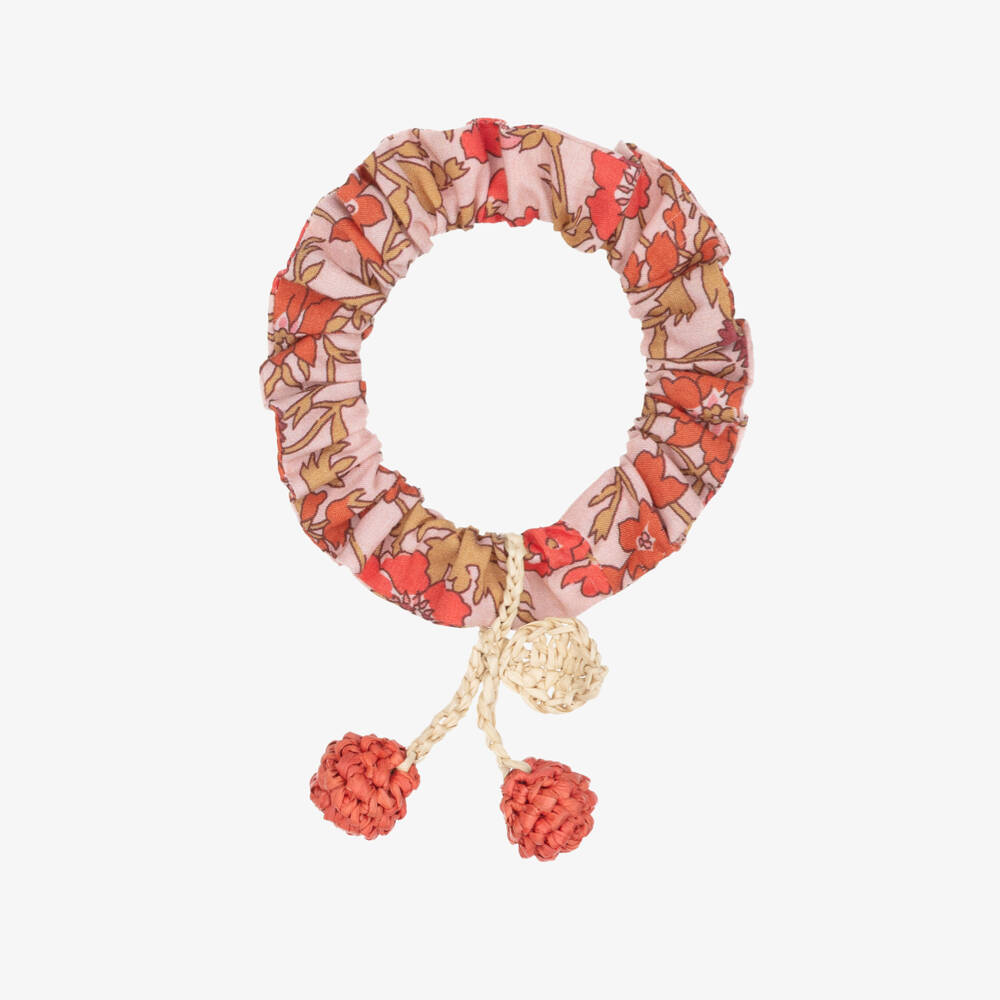 Bonpoint-Girls Red & Orange Floral Liberty Fabric Hair Tie | Childrensalon