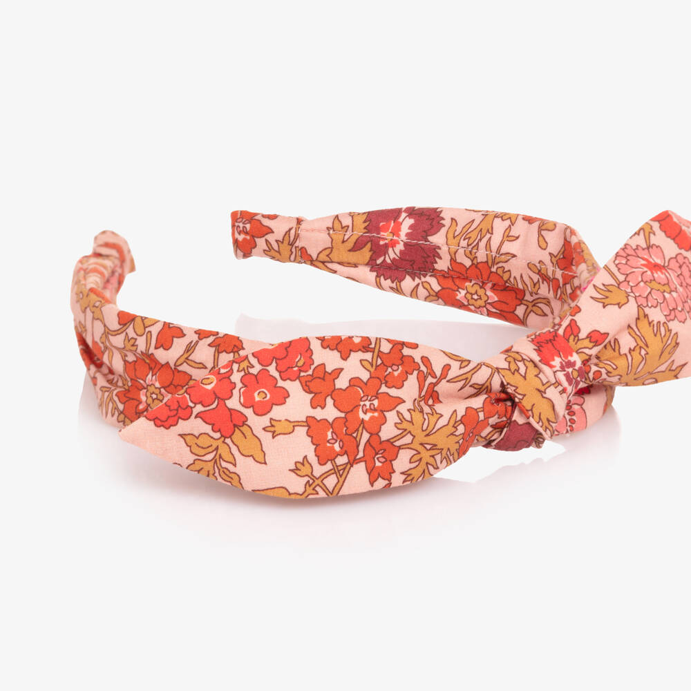 Bonpoint-Girls Red & Orange Floral Liberty Print Hairband | Childrensalon