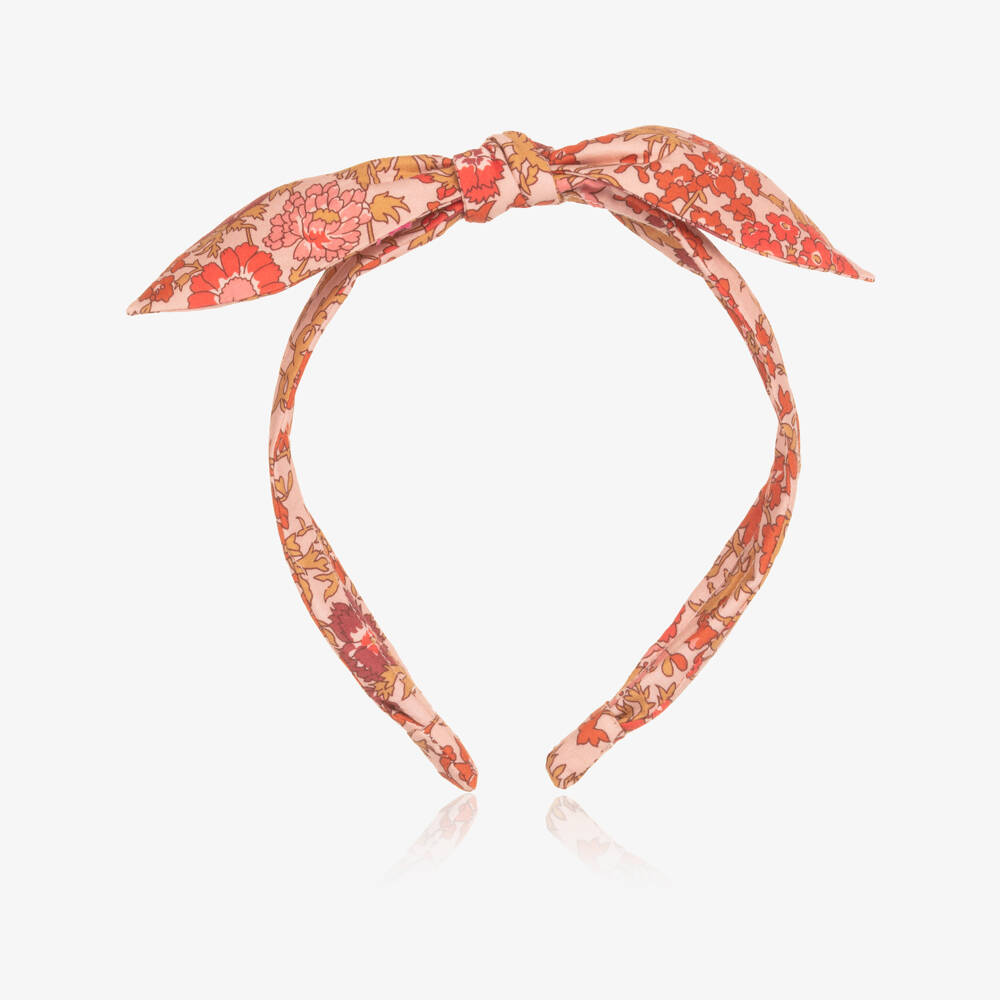 Bonpoint-Girls Red & Orange Floral Liberty Print Hairband | Childrensalon