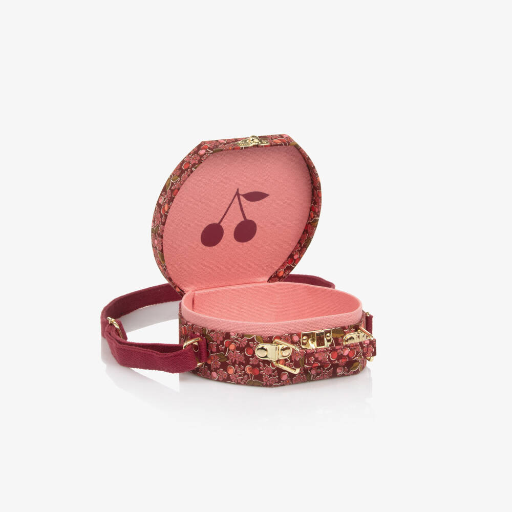 Bonpoint-Girls Red & Pink Cherry Liberty Fabric Shoulder Bag (14cm) | Childrensalon