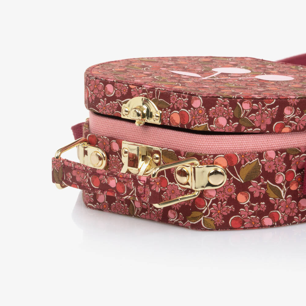 Bonpoint-Girls Red & Pink Cherry Liberty Fabric Shoulder Bag (14cm) | Childrensalon