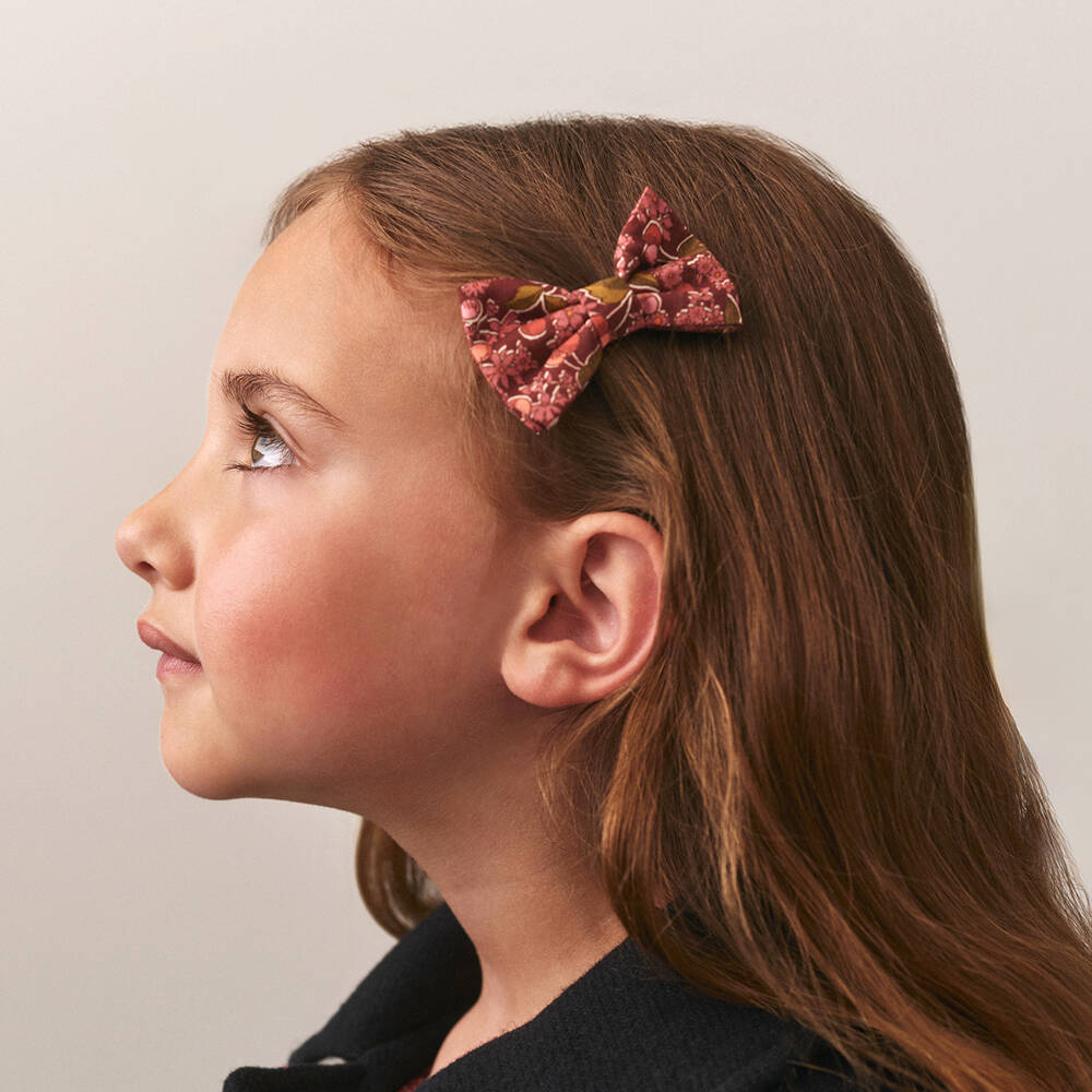 Bonpoint-Girls Red & Pink Cherry Print Hair Clips (2 Pack) | Childrensalon