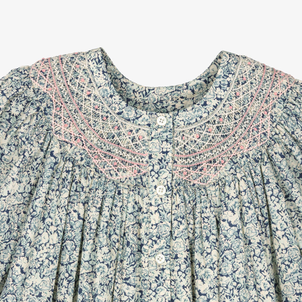 Bonpoint-Girls Smocked Blue Floral Liberty Fabric Dress | Childrensalon
