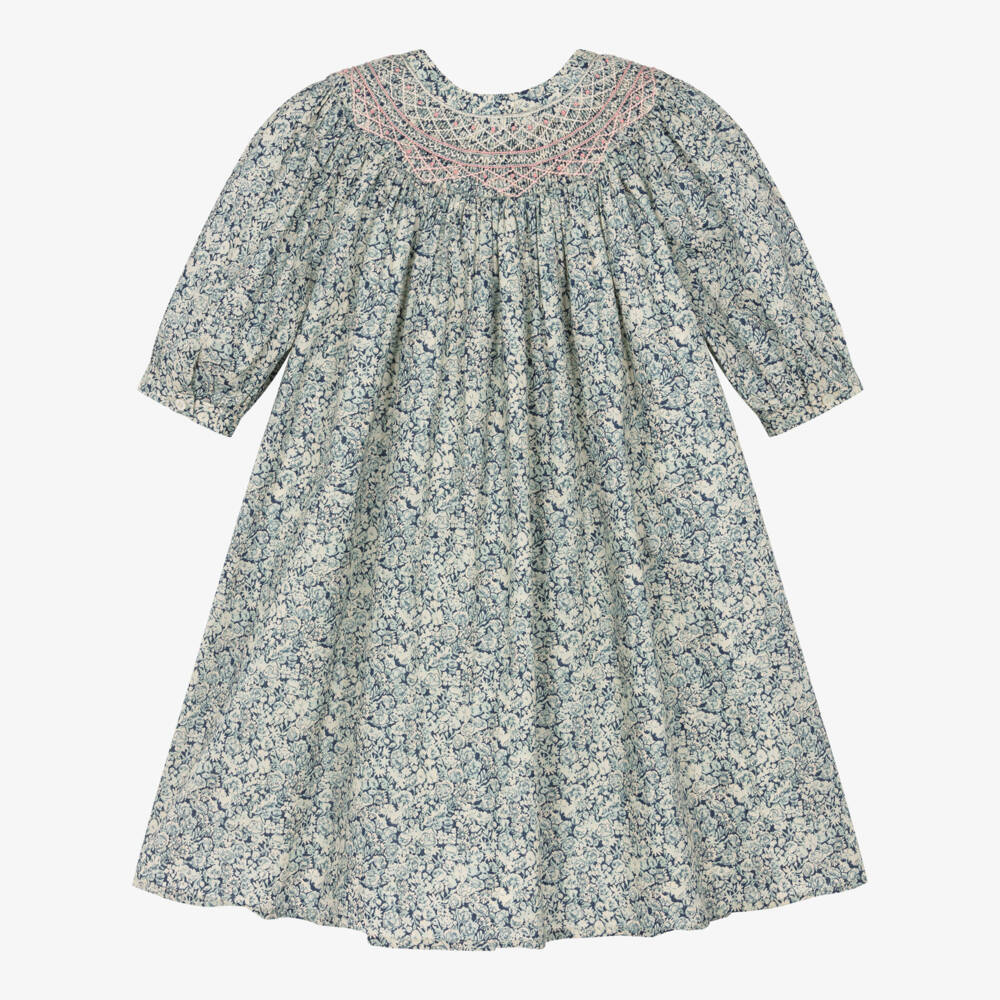 Bonpoint-Girls Smocked Blue Floral Liberty Fabric Dress | Childrensalon