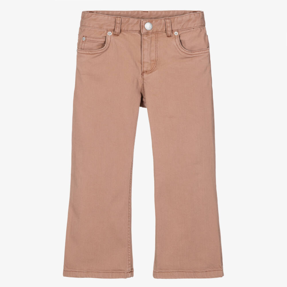 Bonpoint-Girls Straight Denim Jeans in Terracotta Pink  | Childrensalon