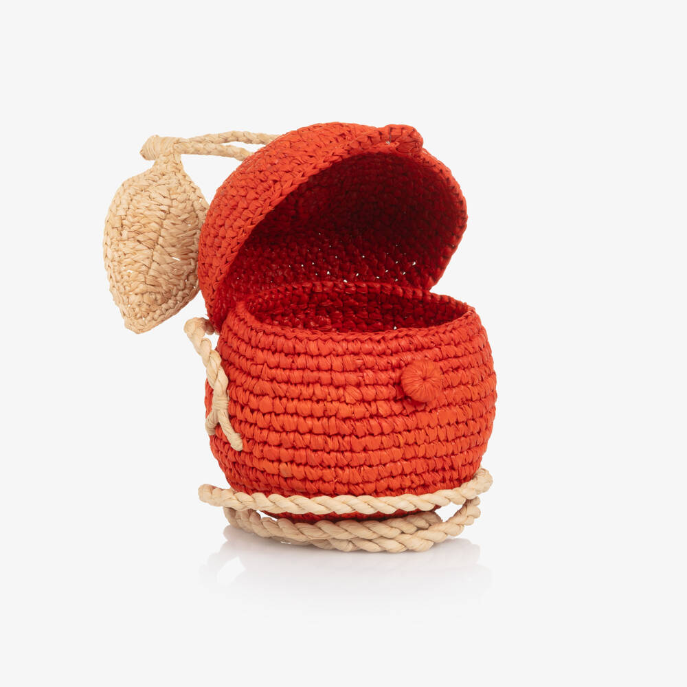Bonpoint-Girls Straw Orange Bag (11cm) | Childrensalon