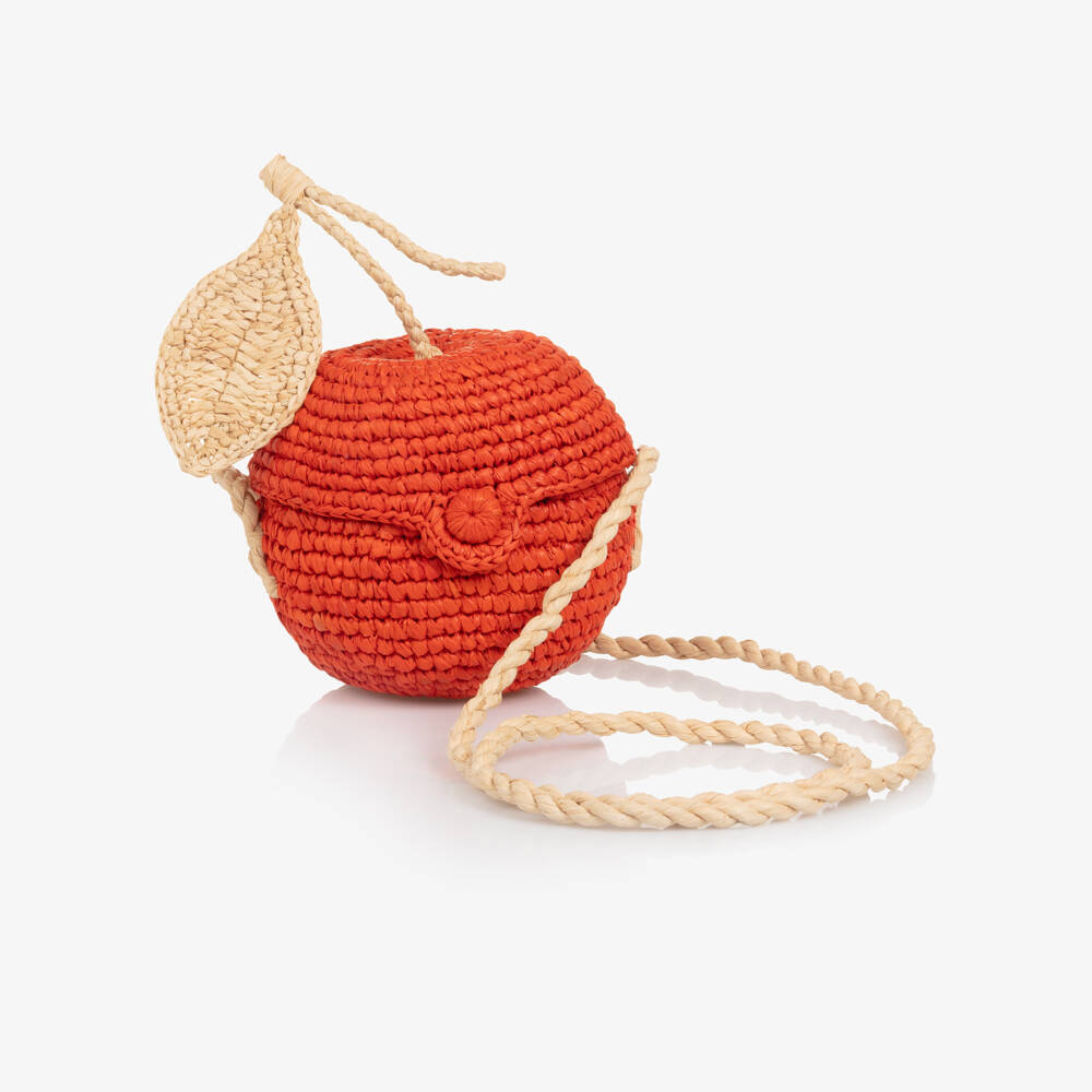Bonpoint-Girls Straw Orange Bag (11cm) | Childrensalon