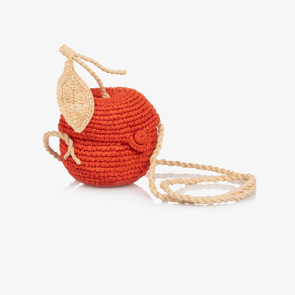 Bonpoint-Girls Straw Orange Bag (11cm) | Childrensalon