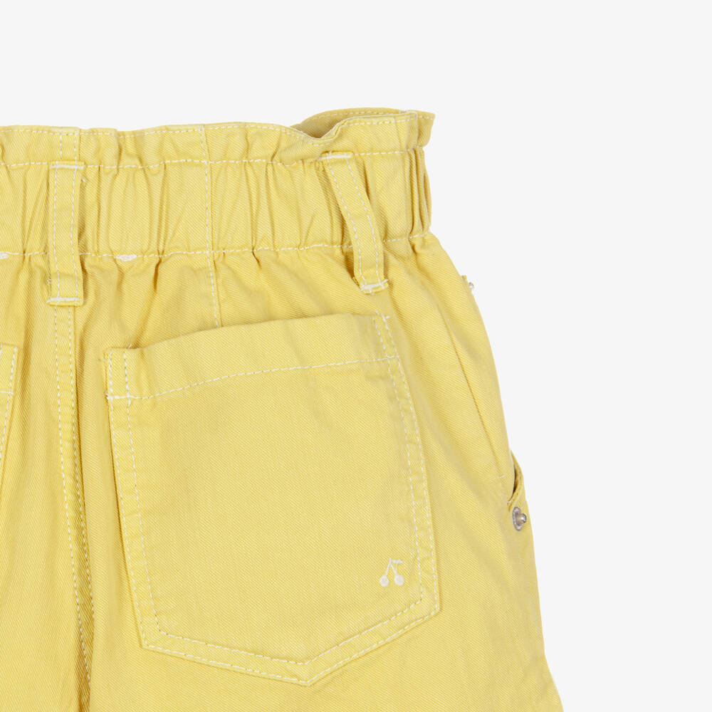 Bonpoint-Girls Yellow Cotton Five-Pocket Shorts | Childrensalon