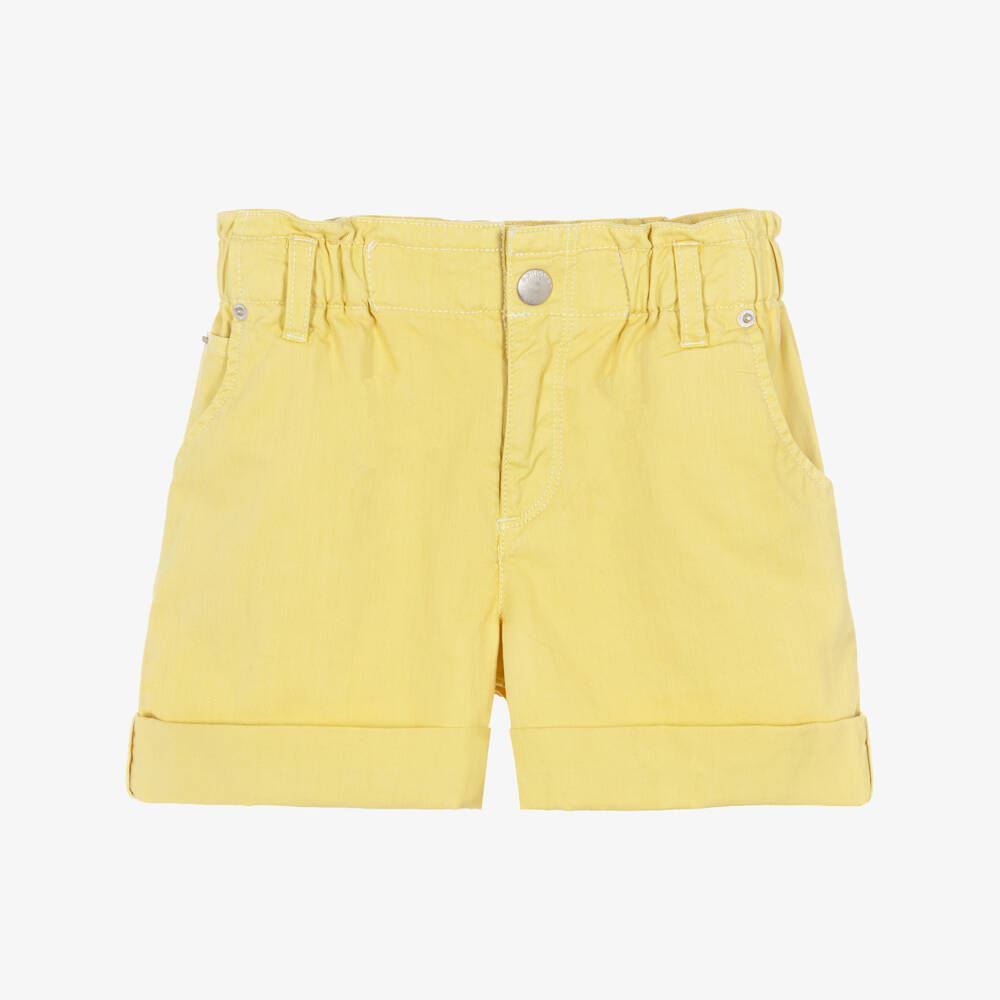 Bonpoint-Girls Yellow Cotton Five-Pocket Shorts | Childrensalon