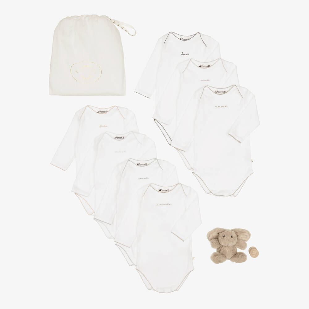 Bonpoint-Ivory Bodyvests & Soft Toy Gift Set  | Childrensalon