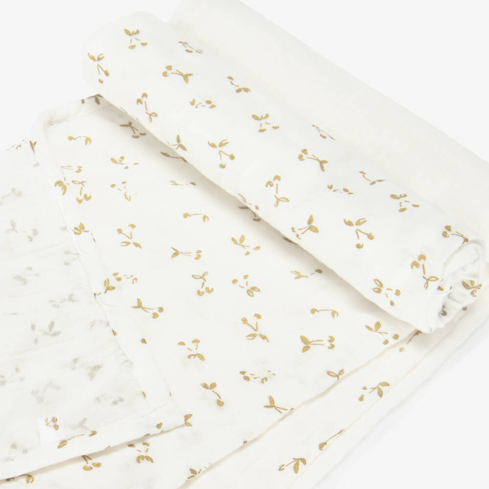 Bonpoint-Кремовые пеленки из хлопка (2 шт.) | Childrensalon