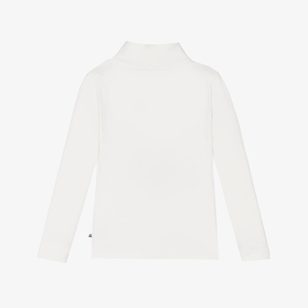 Bonpoint-Ivory Cotton Roll Neck Top | Childrensalon