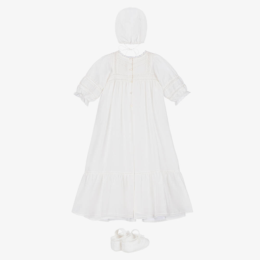 Bonpoint-Ivory Cotton & Silk Ceremony Gown Set | Childrensalon