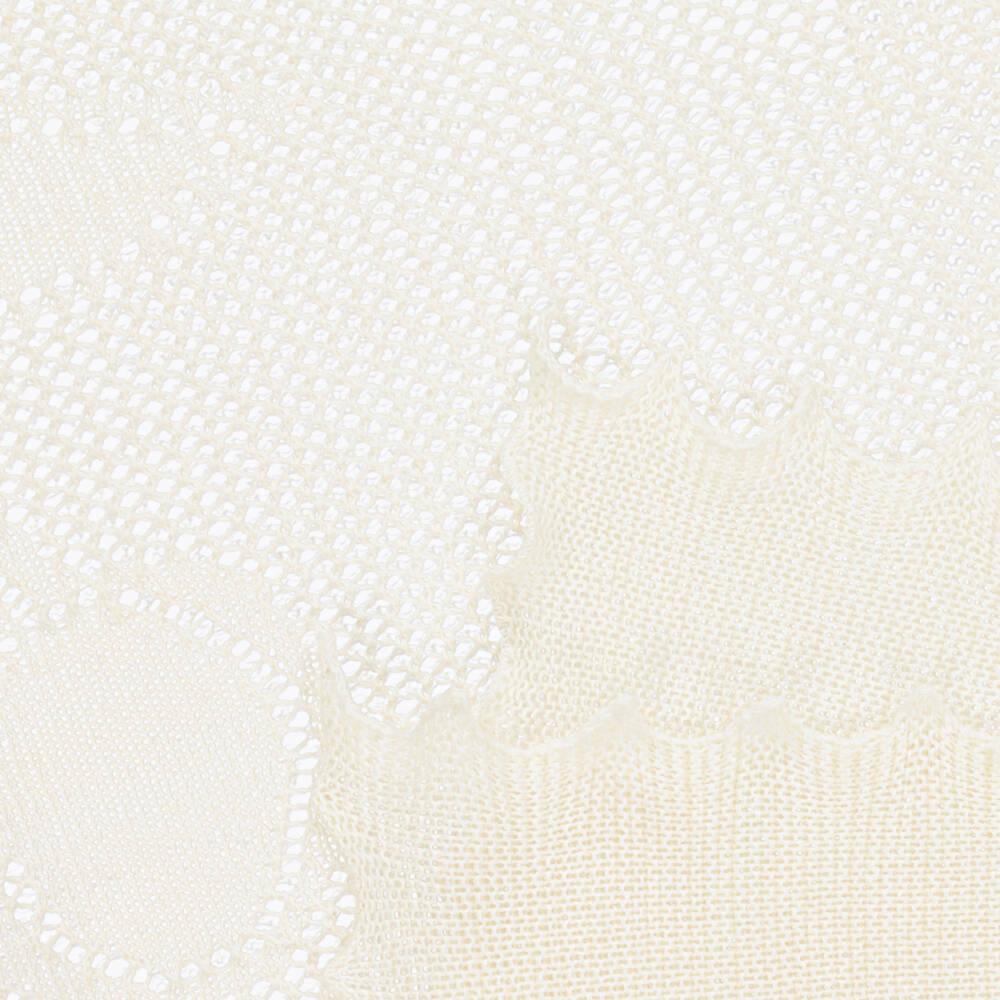 Bonpoint-Ivory Knitted Scalloped Edge Baby Blanket (90cm) | Childrensalon