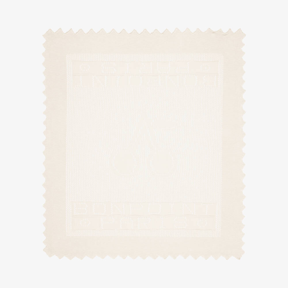 Bonpoint-Ivory Open-Knit Blanket with Scalloped Edge (77cm) | Childrensalon