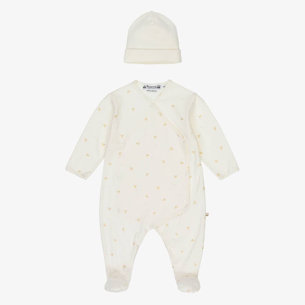 Bonpoint-Ivory & White Cotton Babysuit Gift Set | Childrensalon