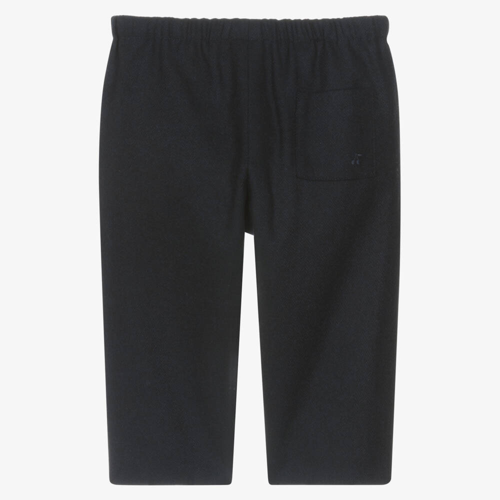 Bonpoint-Navy Blue Herringbone Trousers | Childrensalon
