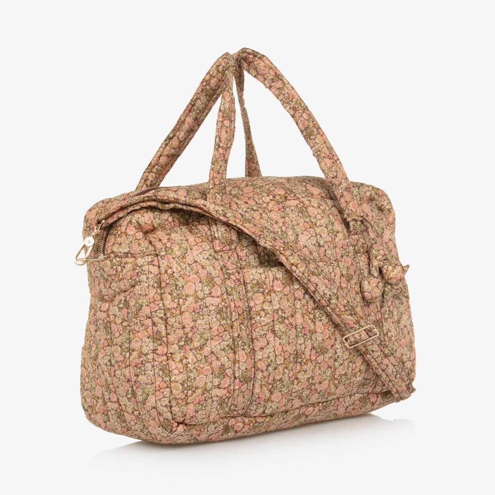 Bonpoint-Пеленальная сумка розовая хлопковая в цветочек (40см) | Childrensalon