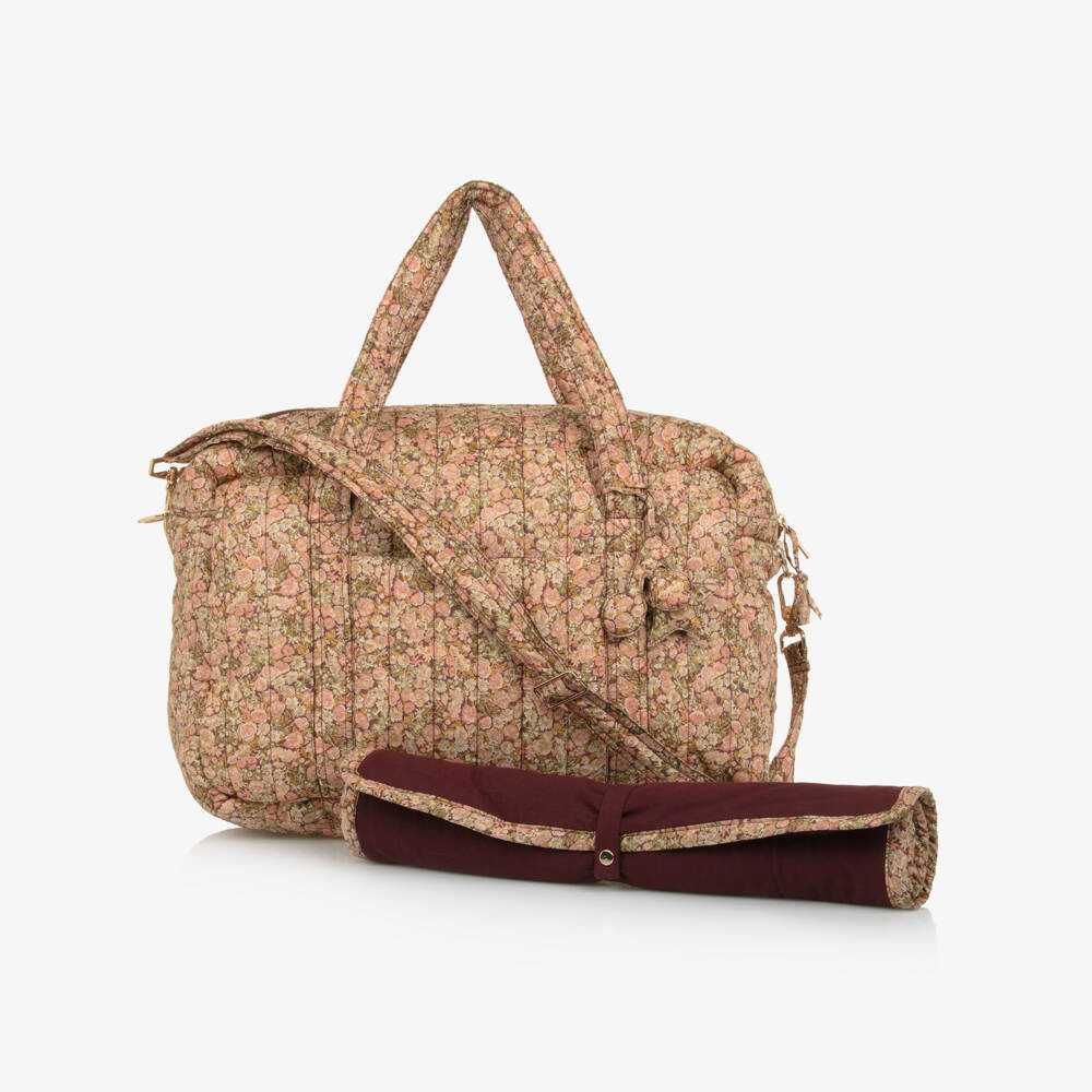 Bonpoint-Pink Cotton Floral Print Changing Bag (40cm)  | Childrensalon
