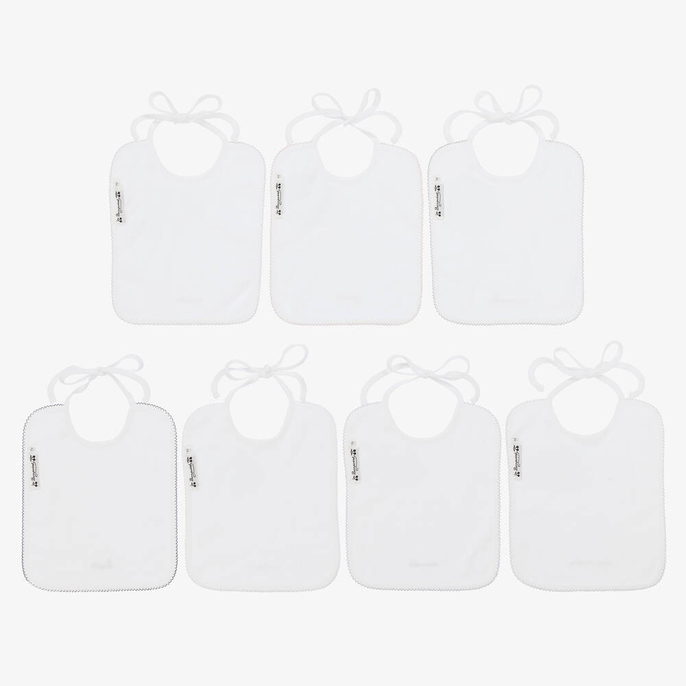 Bonpoint-White Cotton Bibs (7 Pack) | Childrensalon