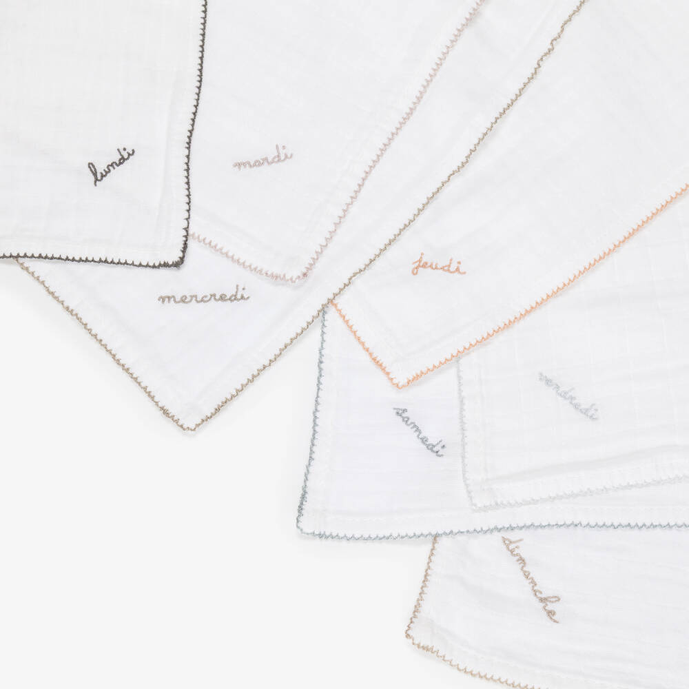 Bonpoint-مجموعة 7 قطع قطن موسلين لون أبيض (62سم) | Childrensalon