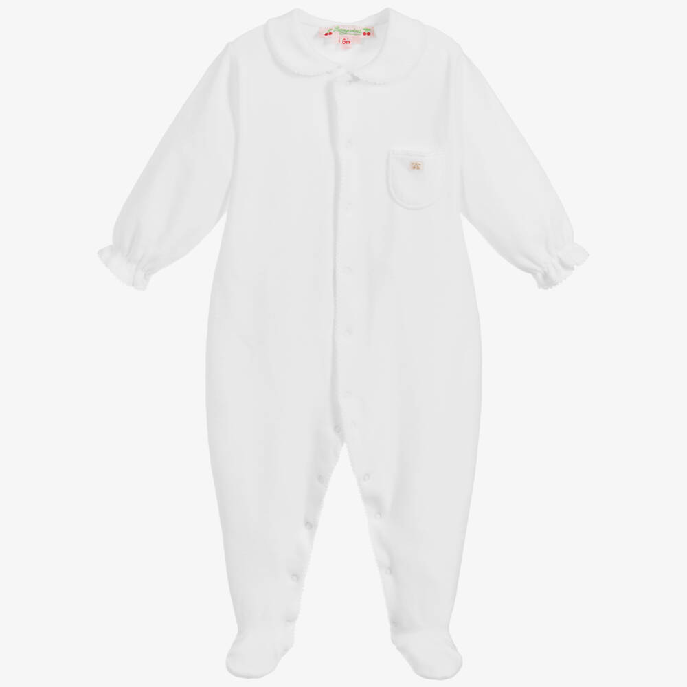PURETÉ - Collar Velour Babygrow - White main image 0